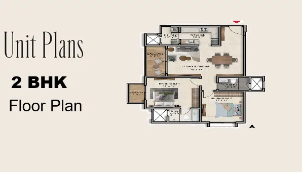 Brigade Azalea 2 BHK Floor Plan