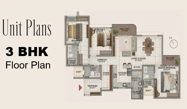 Brigade Azalea 3 BHK Floor Plan